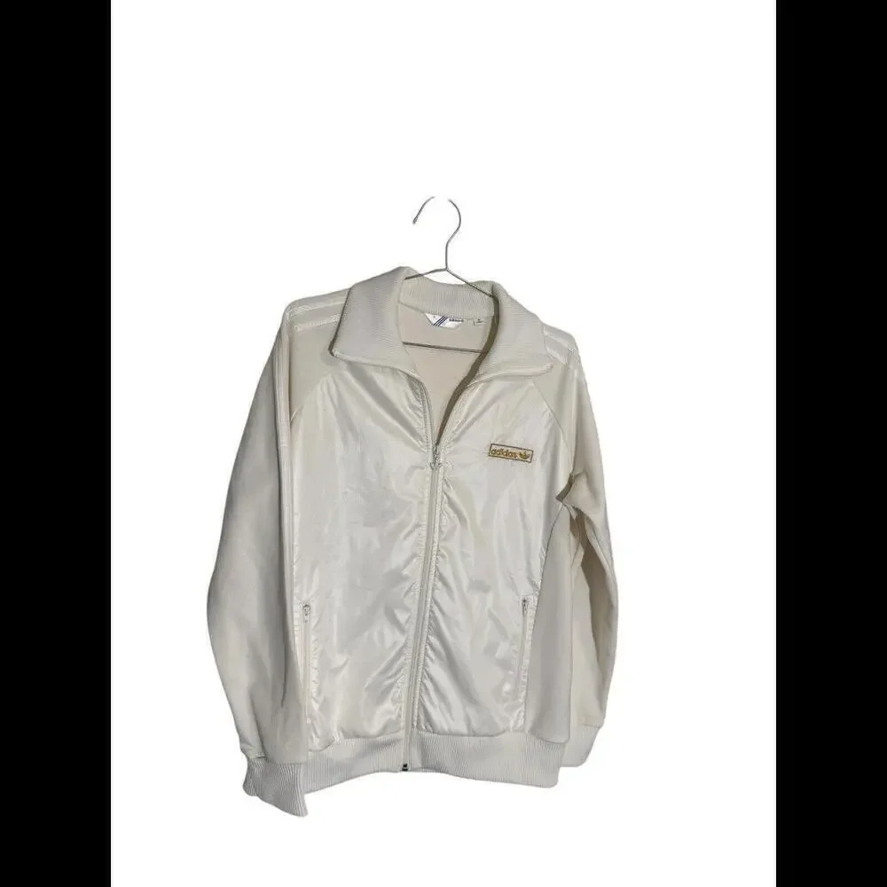 MEN'S ADIDAS  SATIN WHITE BEIGE & GOLD TRACK XL Vintage